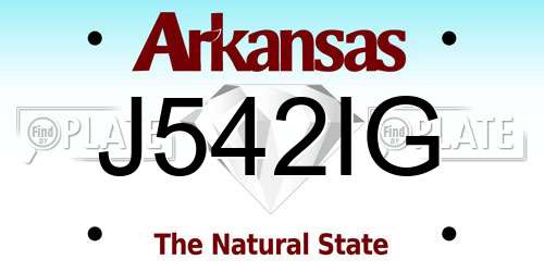 J542IG Arkansas License Plate