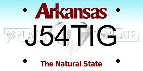J54TIG Arkansas License Plate