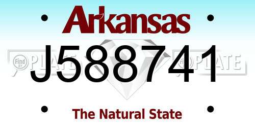 J588741 Arkansas License Plate