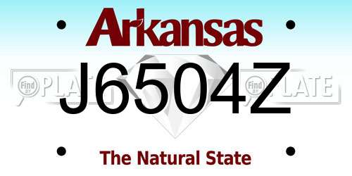 J6504Z Arkansas License Plate