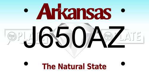 J650AZ Arkansas License Plate