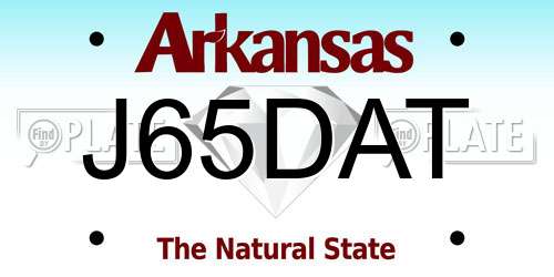 J65DAT Arkansas License Plate