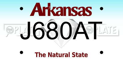 J680AT Arkansas License Plate