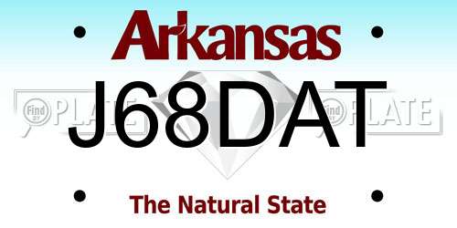 J68DAT Arkansas License Plate