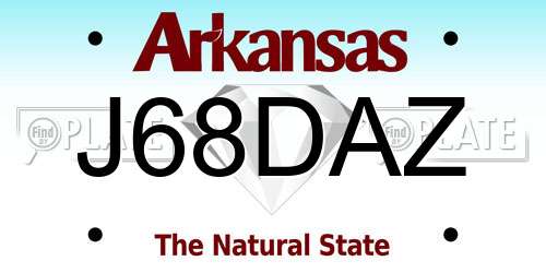 J68DAZ Arkansas License Plate