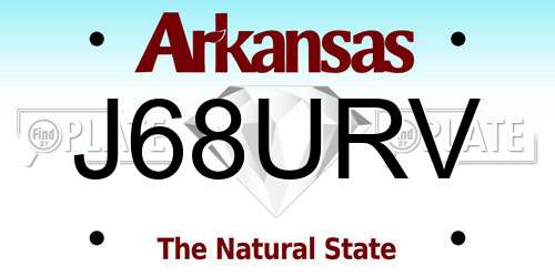 J68URV Arkansas License Plate