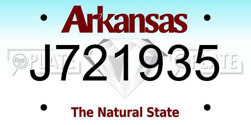 J721935 Arkansas License Plate