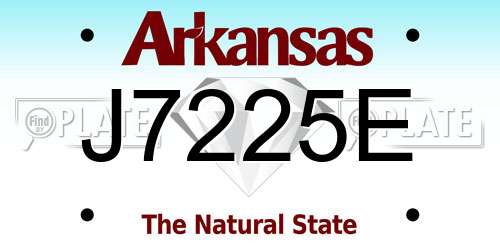 J7225E Arkansas License Plate