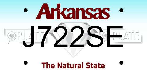 J722SE Arkansas License Plate