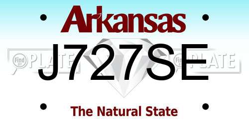 J727SE Arkansas License Plate