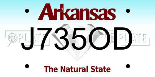 J735OD Arkansas License Plate