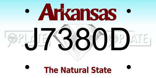 J7380D Arkansas License Plate