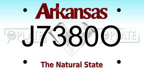 J7380O Arkansas License Plate