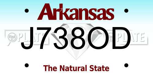 J738OD Arkansas License Plate