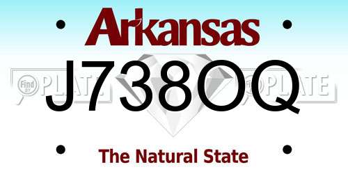 J738OQ Arkansas License Plate