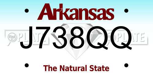 J738QQ Arkansas License Plate