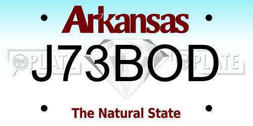 J73BOD Arkansas License Plate