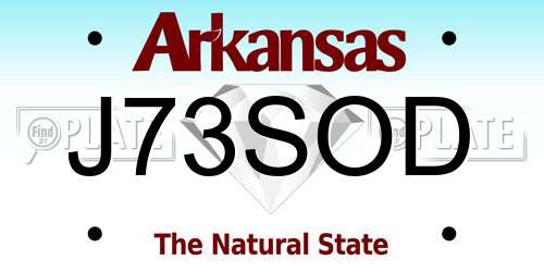 J73SOD Arkansas License Plate
