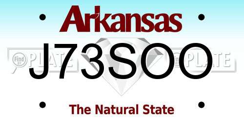 J73SOO Arkansas License Plate