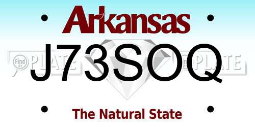 J73SOQ Arkansas License Plate