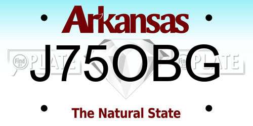 J75OBG Arkansas License Plate