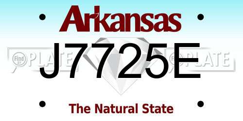 J7725E Arkansas License Plate