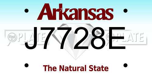 J7728E Arkansas License Plate