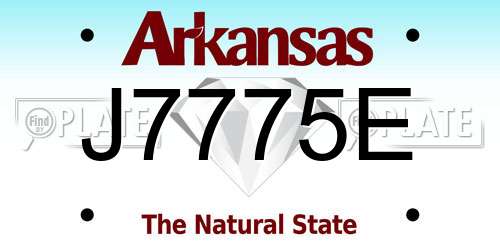 J7775E Arkansas License Plate