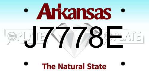 J7778E Arkansas License Plate
