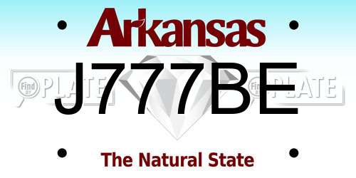 J777BE Arkansas License Plate