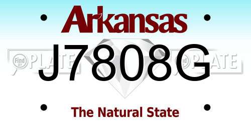 J7808G Arkansas License Plate