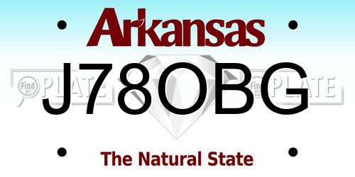 J78OBG Arkansas License Plate