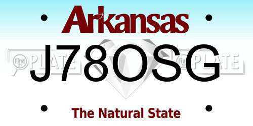 J78OSG Arkansas License Plate