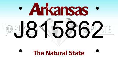 J815862 Arkansas License Plate
