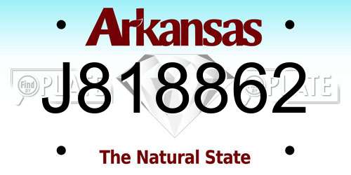 J818862 Arkansas License Plate