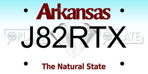J82RTX Arkansas License Plate