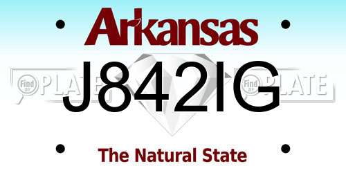 J842IG Arkansas License Plate