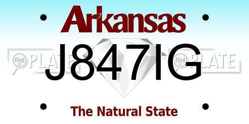 J847IG Arkansas License Plate