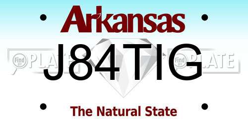 J84TIG Arkansas License Plate