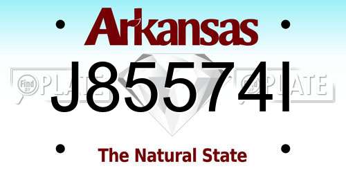 J85574I Arkansas License Plate
