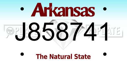J858741 Arkansas License Plate