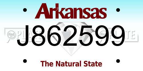 J862599 Arkansas License Plate