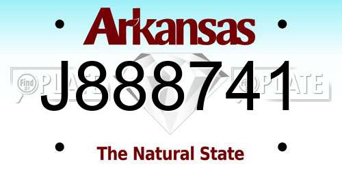 J888741 Arkansas License Plate