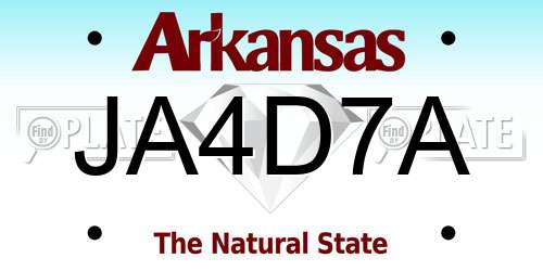 JA4D7A Arkansas License Plate