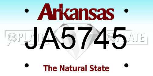 JA5745 Arkansas License Plate