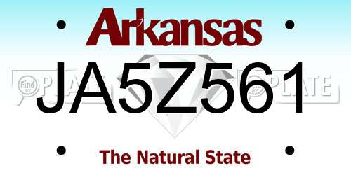 JA5Z561 Arkansas License Plate