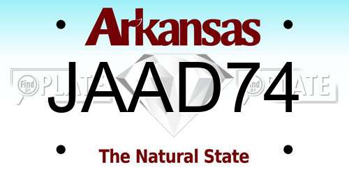 JAAD74 Arkansas License Plate