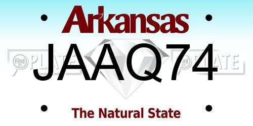 JAAQ74 Arkansas License Plate
