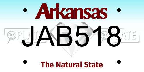 JAB518 Arkansas License Plate