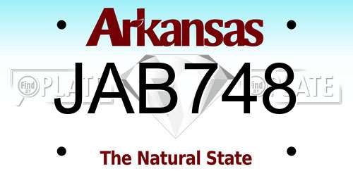 JAB748 Arkansas License Plate